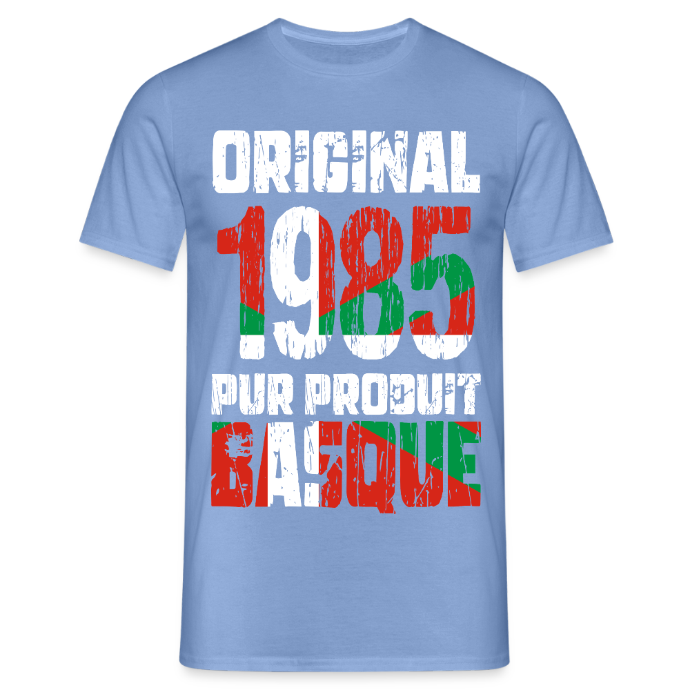 T-shirt Homme - Anniversaire 40 Ans - Original 1985 - Pur produit Basque - carolina blue