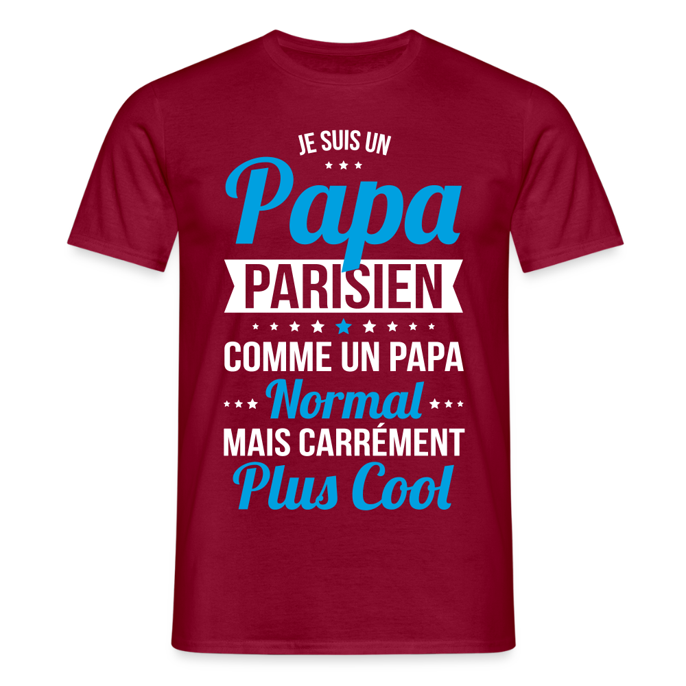 T-shirt Homme - Papa Parisien Plus Cool - rouge brique