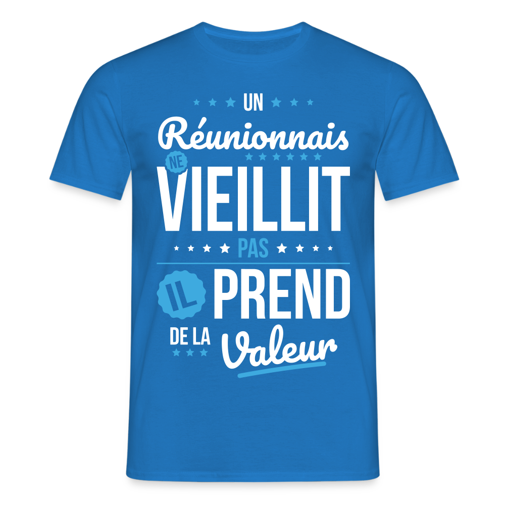 T-shirt Homme - Un Réunionnais ne vieillit pas - bleu royal