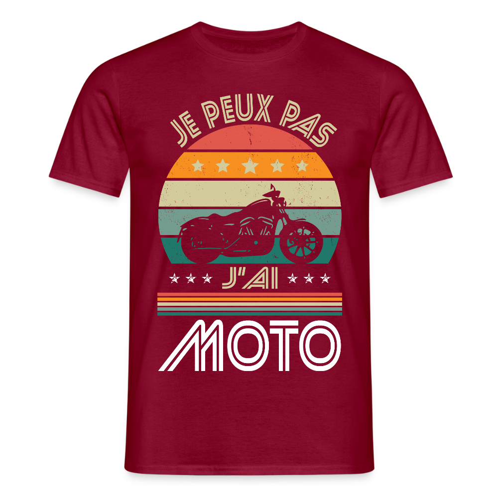T-shirt Homme - Je peux pas j'ai Moto - rouge brique