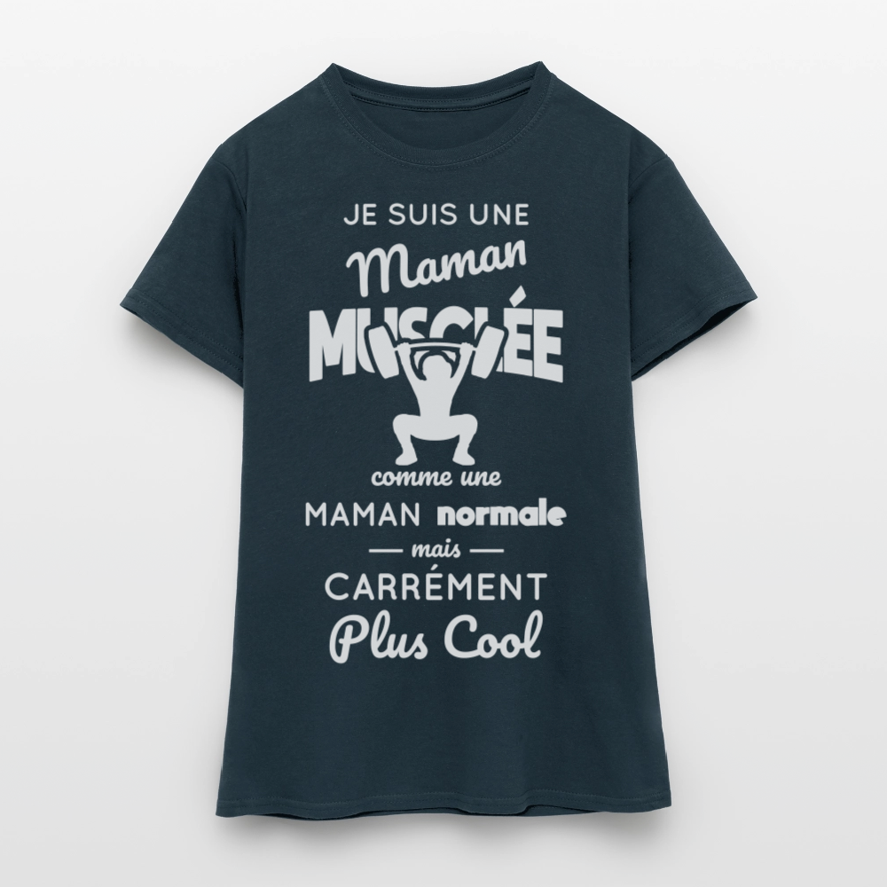 T-shirt Femme - Maman musclée plus cool - marine