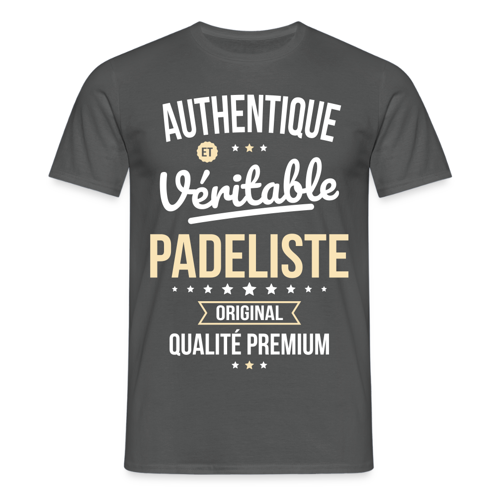 T-shirt Homme - Authentique et véritable Padeliste - charbon