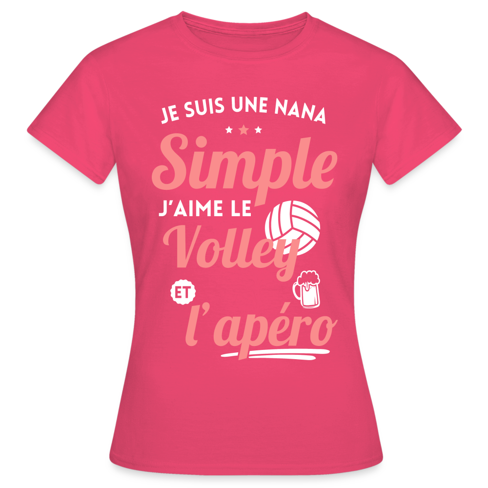 T-shirt Femme - J'aime le volley et l'apéro - rose azalée