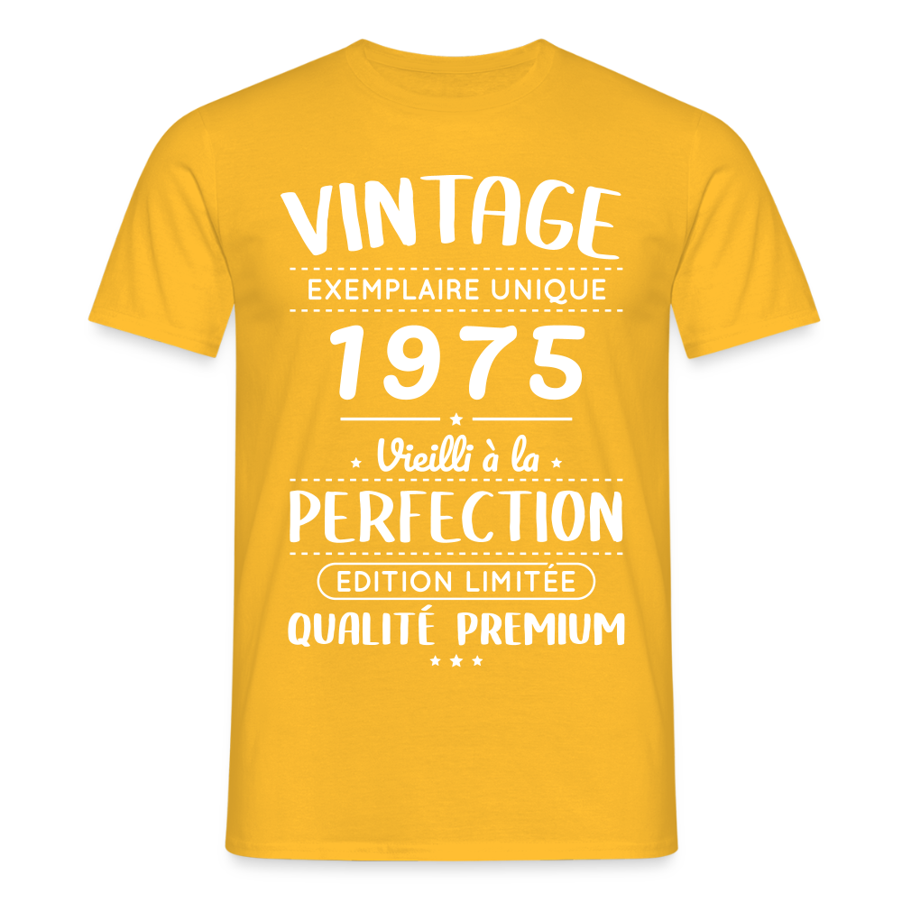 T-shirt Homme - Anniversaire 50 Ans - Vintage 1975 - jaune