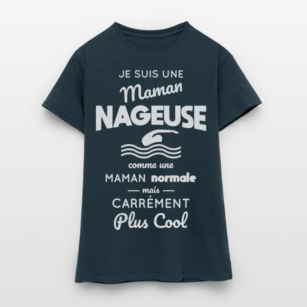 T-shirt Femme - Maman nageuse plus cool - marine