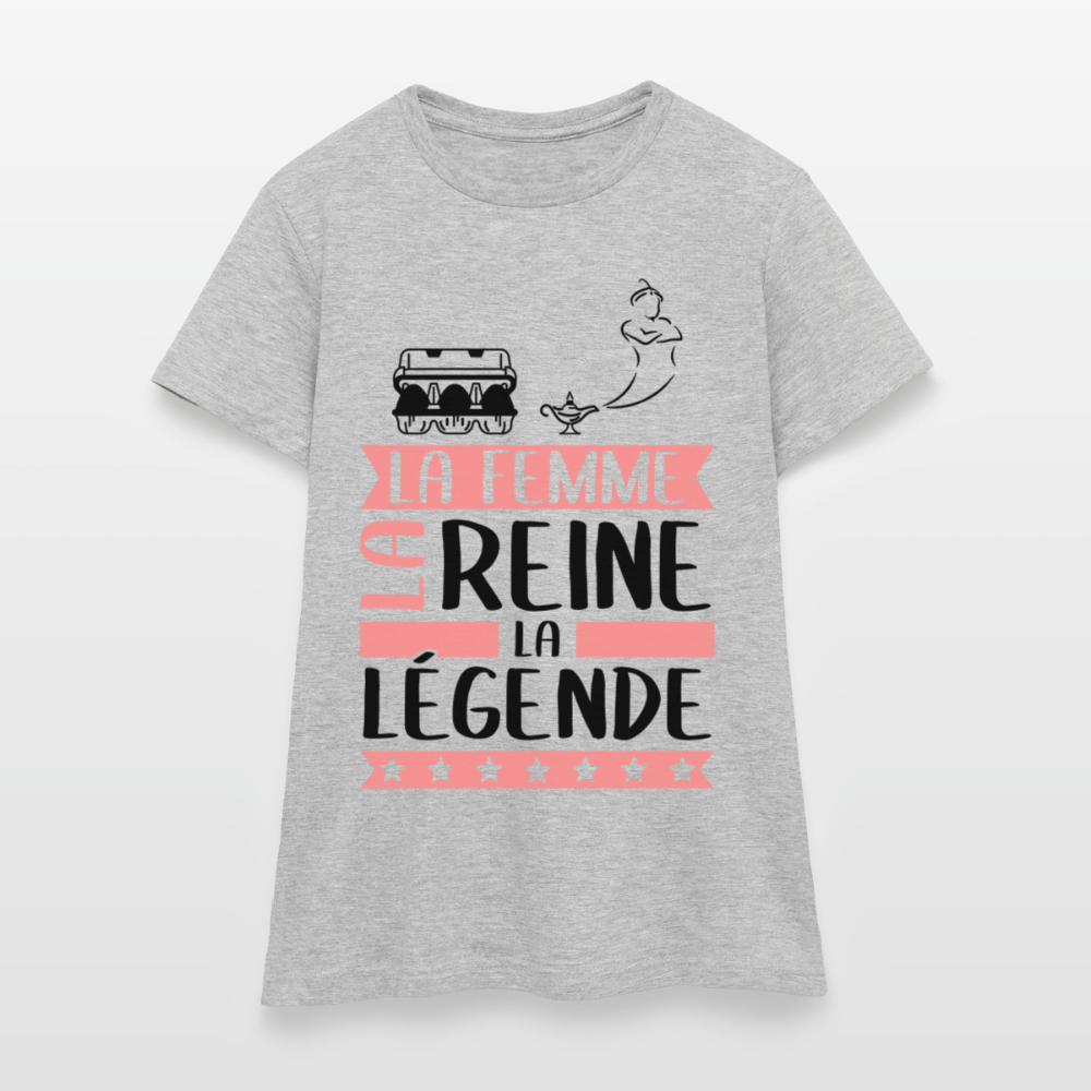 T-shirt femme coloris clair Eugénie rébus – La femme, la reine, la légende - gris chiné