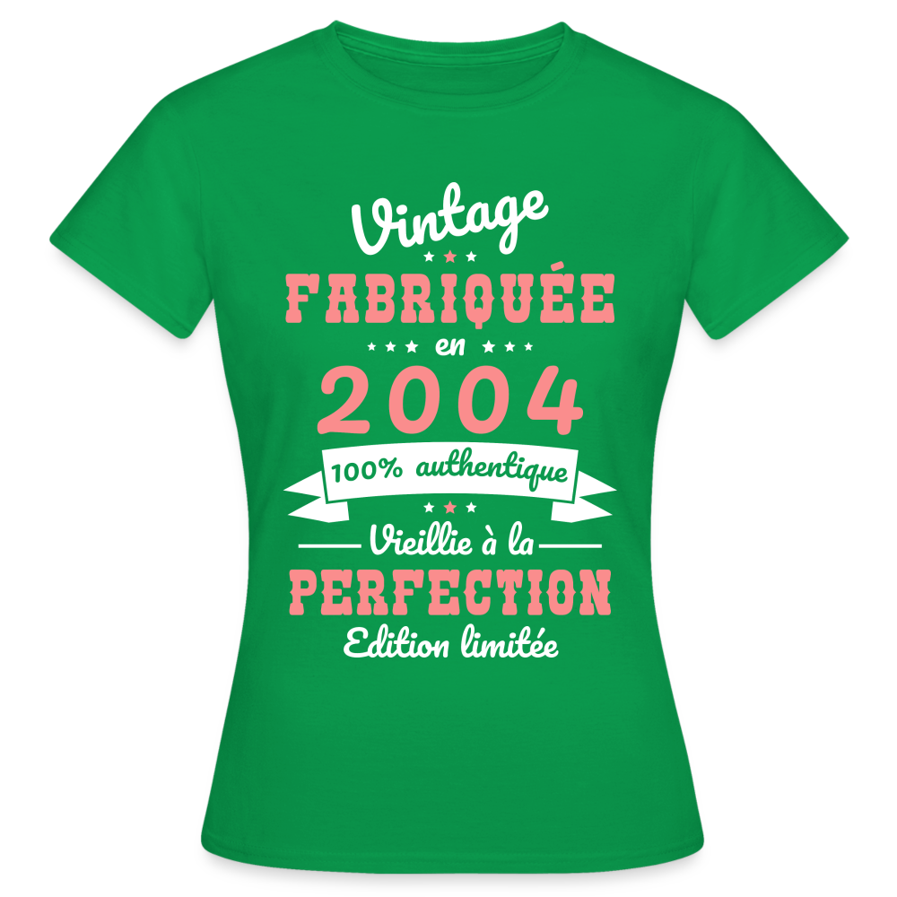 T-shirt Femme - Anniversaire 21 Ans - Vintage Fabriquée en 2004 - vert