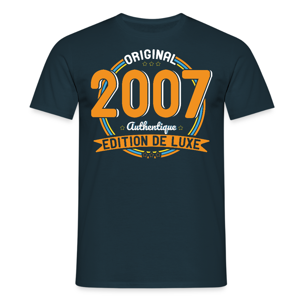T-shirt Homme - Anniversaire 18 Ans - Original 2007 Authentique - marine