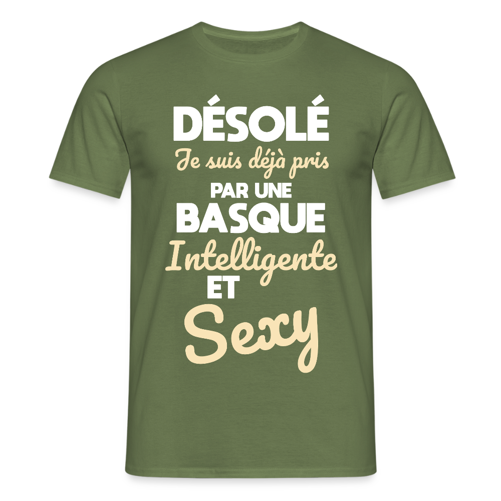 T-shirt Homme - Je suis déjà pris par une Basque intelligente et sexy - vert militaire