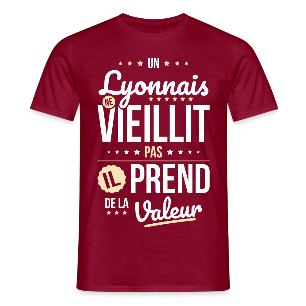 T-shirt Homme - Un Lyonnais ne vieillit pas - rouge brique
