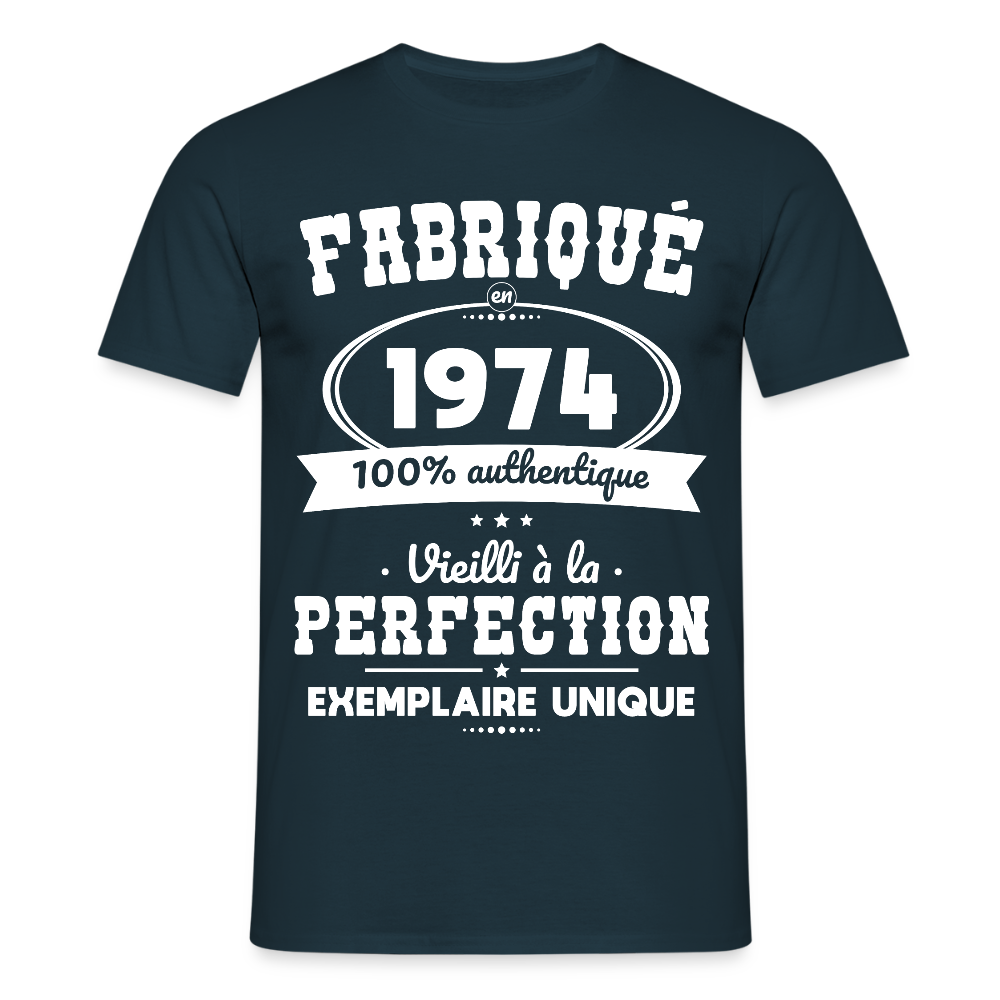 T-shirt Homme - Anniversaire 51 Ans - Fabriqué en 1974 - marine