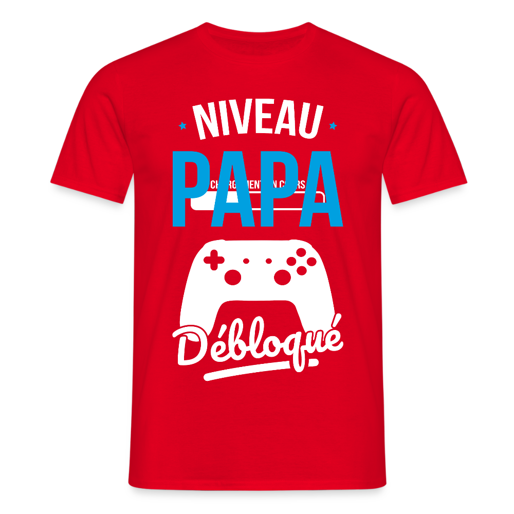 T-shirt Homme - Niveau Papa Débloqué - rouge