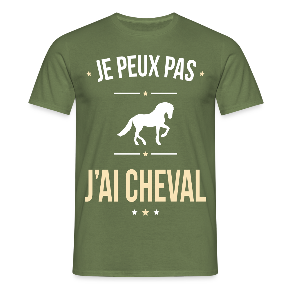 T-shirt Homme - Je peux pas j'ai Cheval - vert militaire