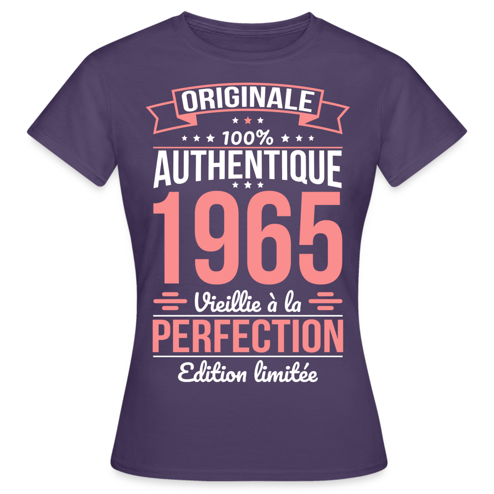 T-shirt Femme - Anniversaire 60 Ans - Originale 1965 - violet foncé