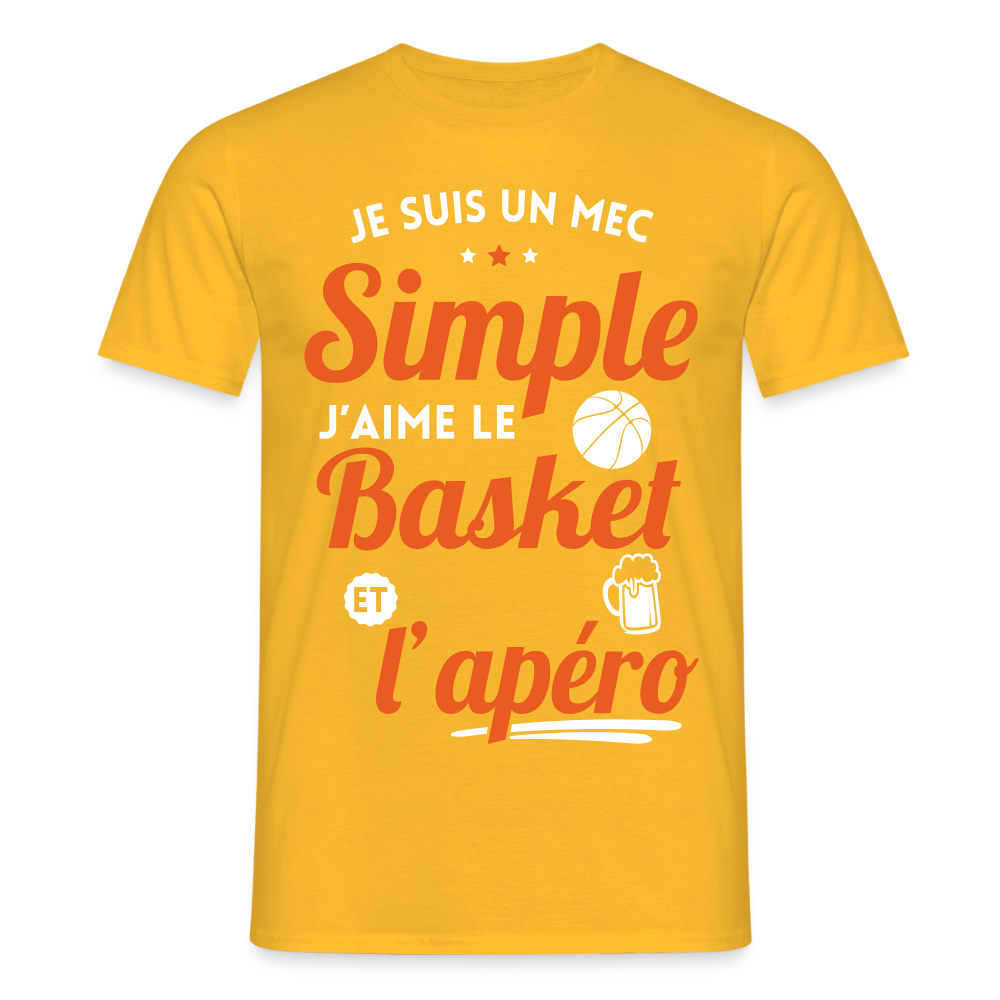 T-shirt Homme - J'aime le basket et l'apéro - jaune