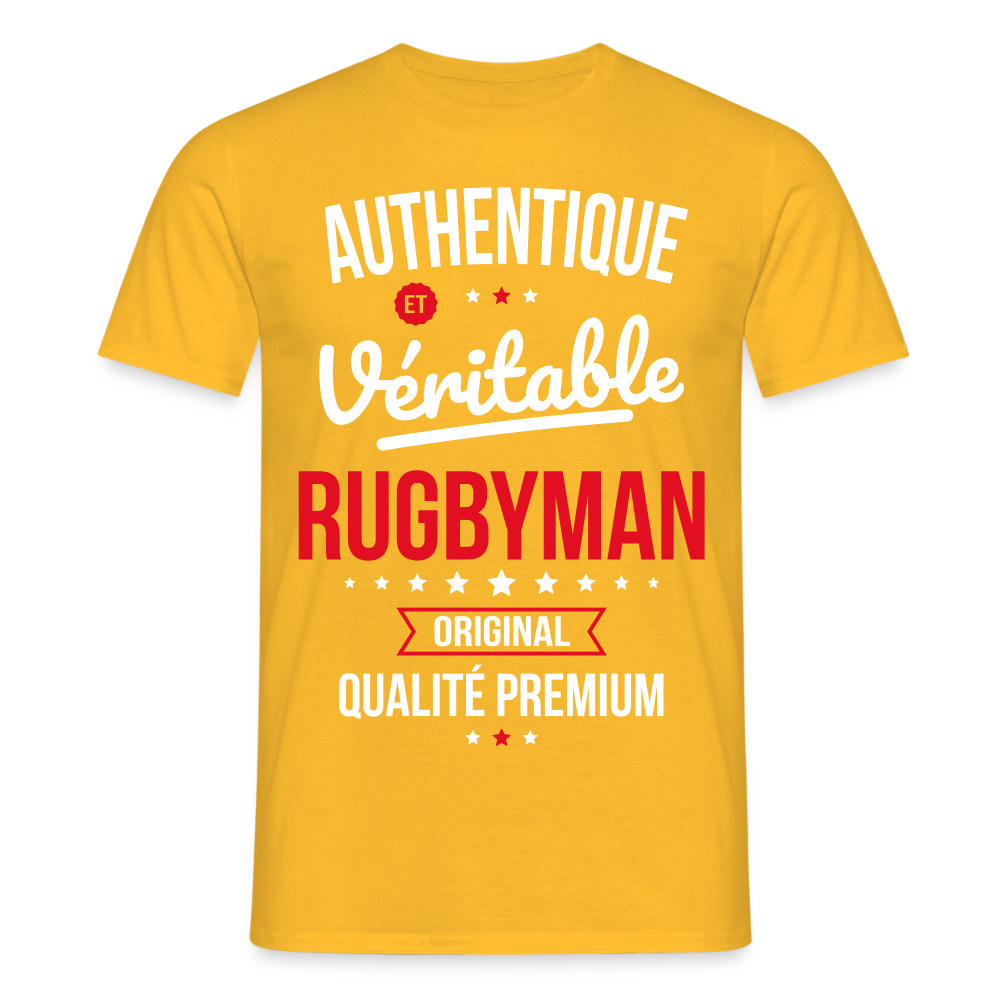 T-shirt Homme - Authentique et véritable Rugbyman - jaune