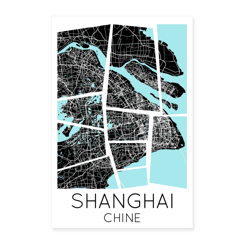Poster Shanghai - Plan Shanghai - 60 x 90 cm - blanc