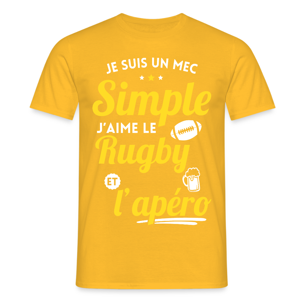 T-shirt Homme - J'aime le rugby et l'apéro - jaune