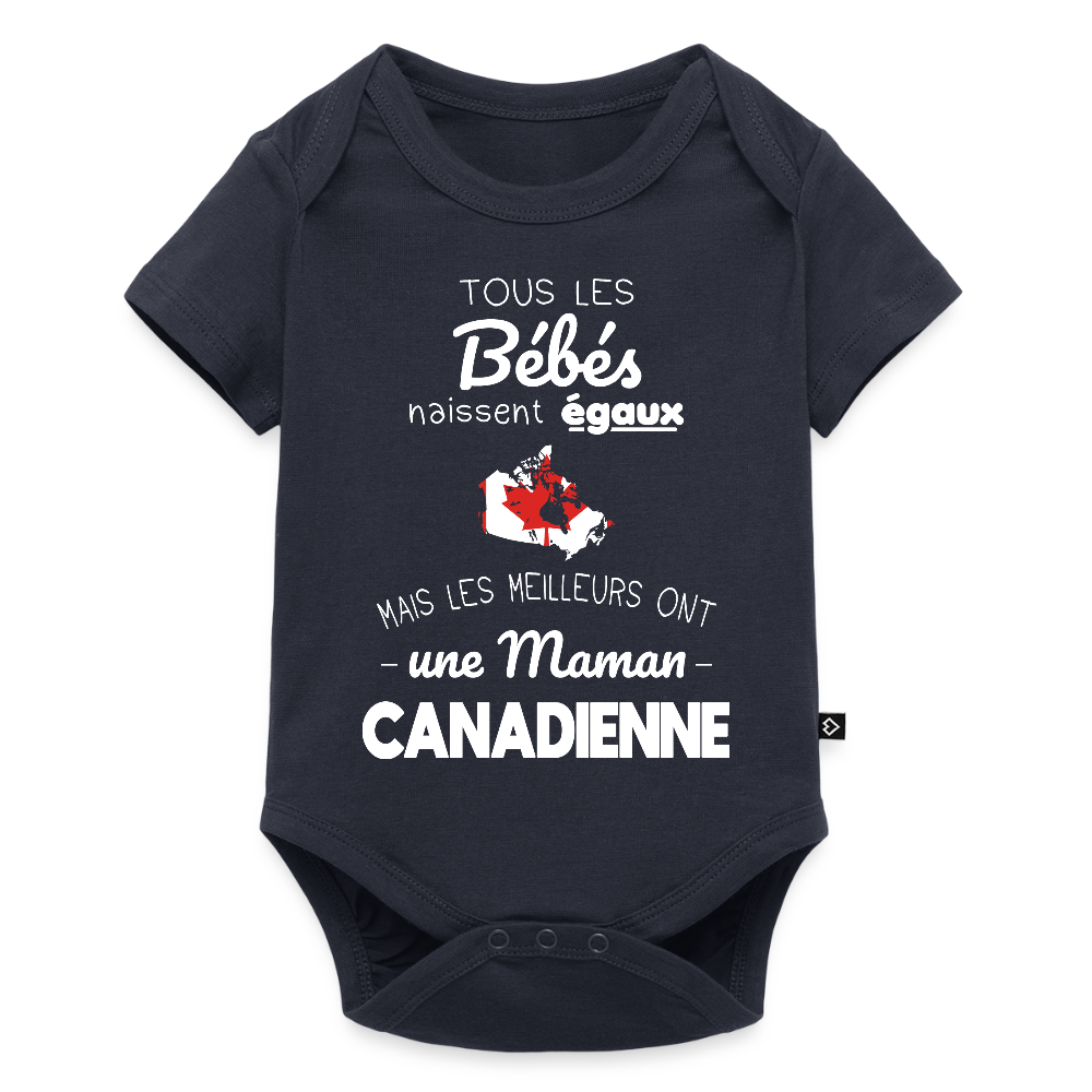 Body Bébé bio manches courtes - Les Meilleurs Ont Une Maman Canadienne - bleu marine