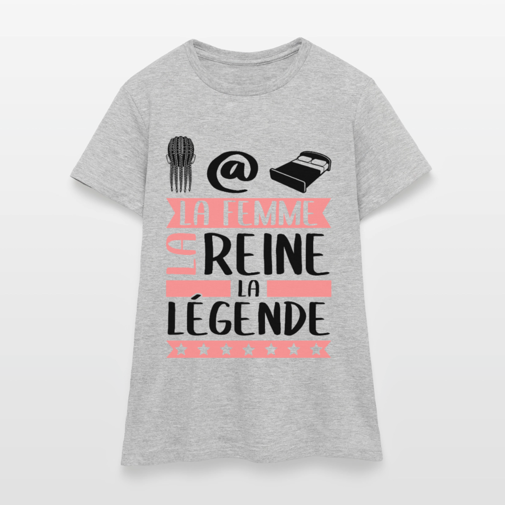 T-shirt femme coloris clair Nathalie rébus – La femme, la reine, la légende - gris chiné