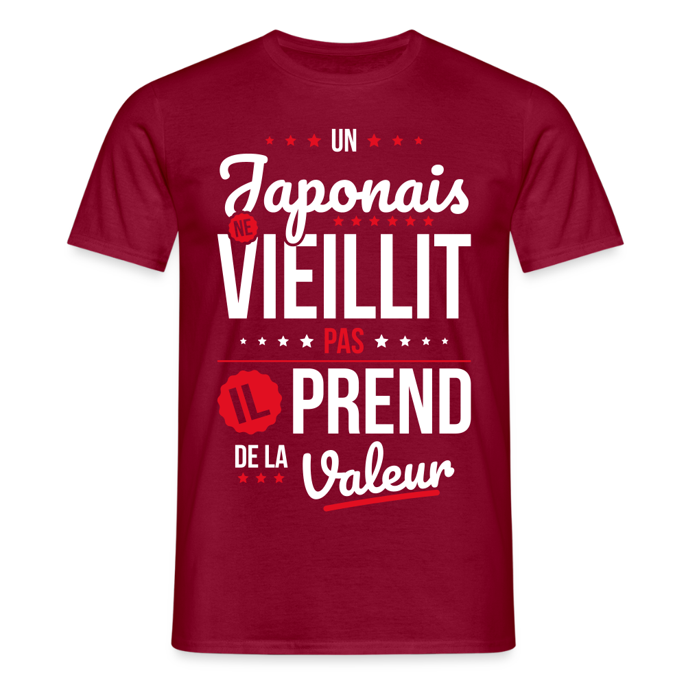 T-shirt Homme - Un Japonais ne vieillit pas - rouge brique