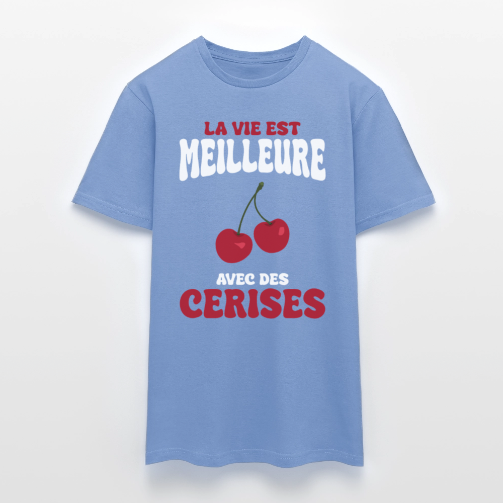 T-shirt Homme - La vie est meilleure avec des cerises - carolina blue
