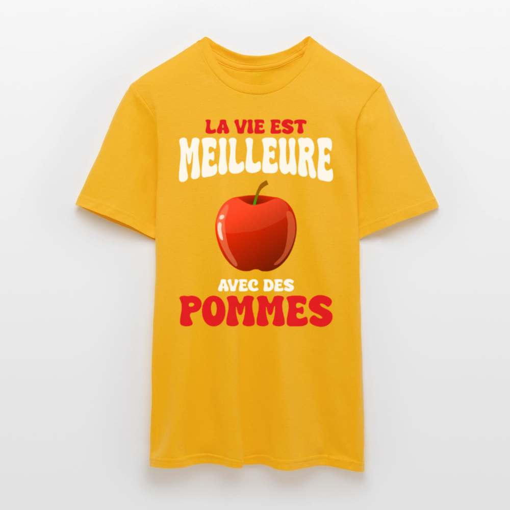 T-shirt Homme - La vie est meilleure avec des pommes - jaune