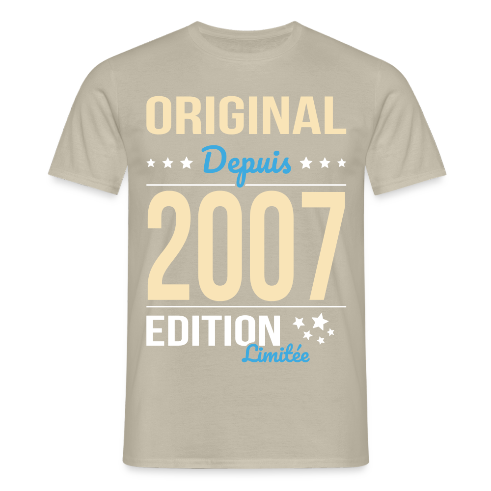 T-shirt Homme - Anniversaire 18 Ans - Original depuis 2007 - beige sable