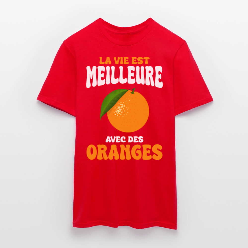 T-shirt Homme - La vie est meilleure avec des oranges - rouge