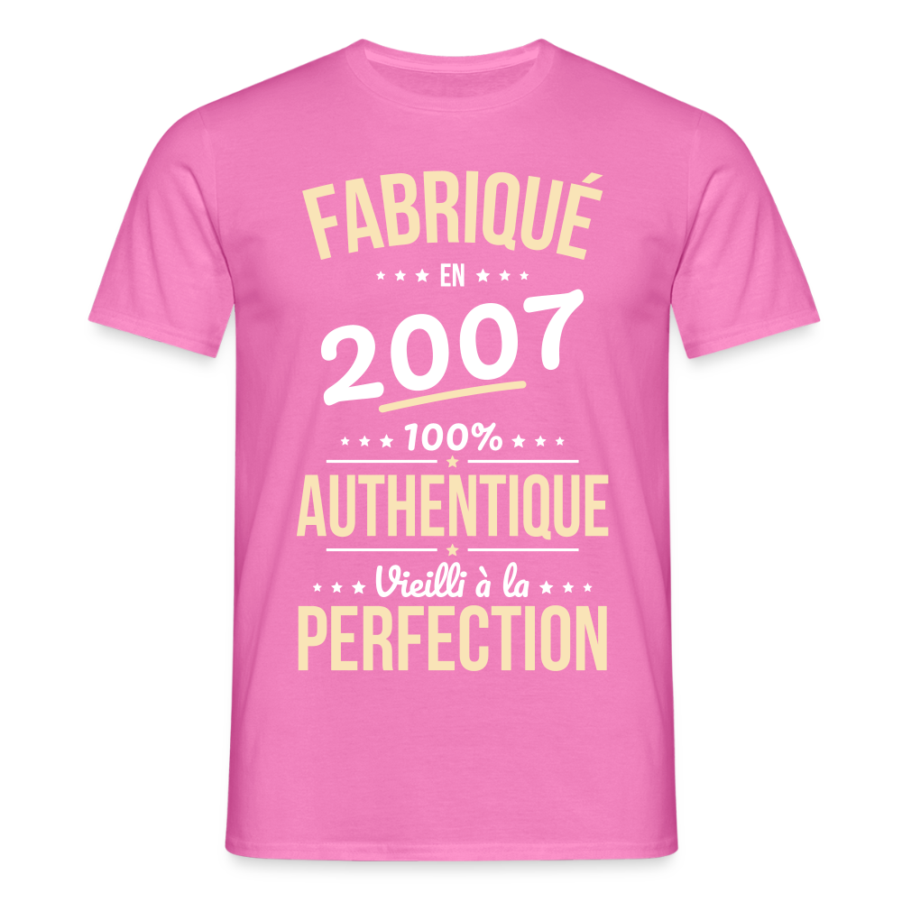 T-shirt Homme - Anniversaire 18 Ans - Fabriqué en 2007 - rose