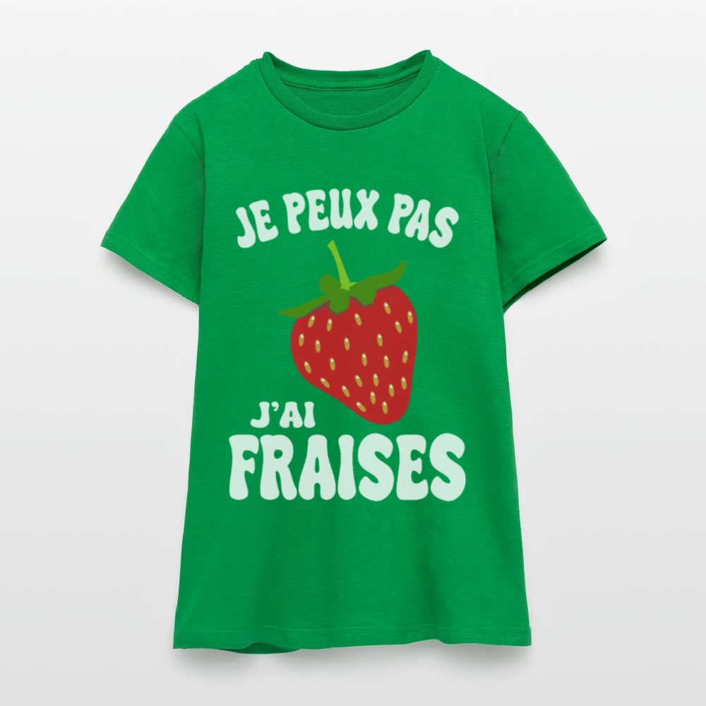 T-shirt Femme - Je peux pas j'ai fraises - vert