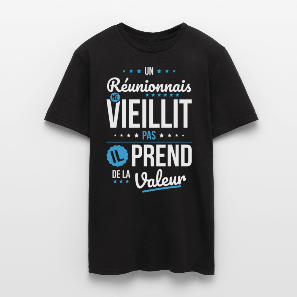 T-shirt Homme - Un Réunionnais ne vieillit pas - noir