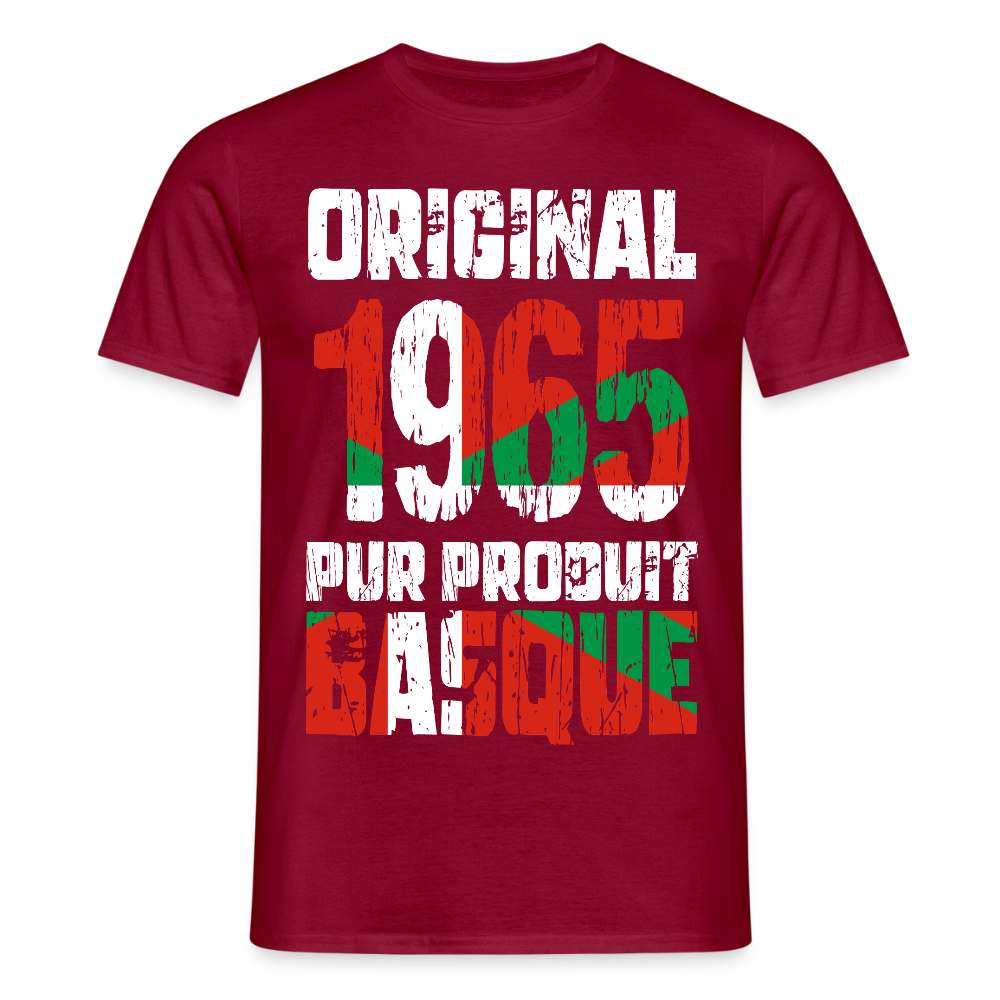 T-shirt Homme - Anniversaire 60 Ans - Original 1965 - Pur produit Basque - rouge brique