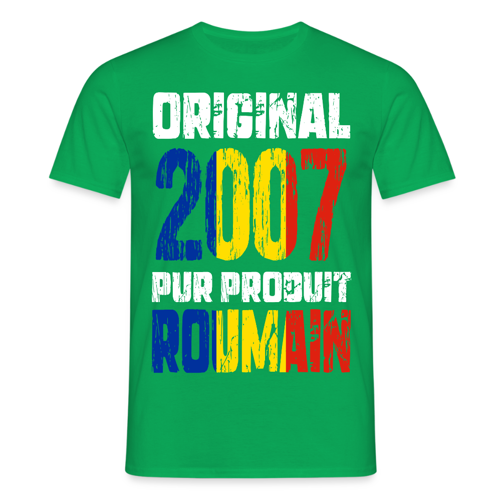 T-shirt Homme - Anniversaire 18 Ans - Original 2007 - Pur produit Roumain - vert