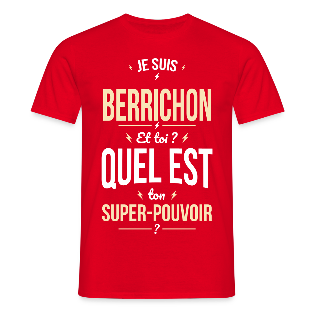 T-shirt Homme - Je suis Berrichon - Super-pouvoir - rouge