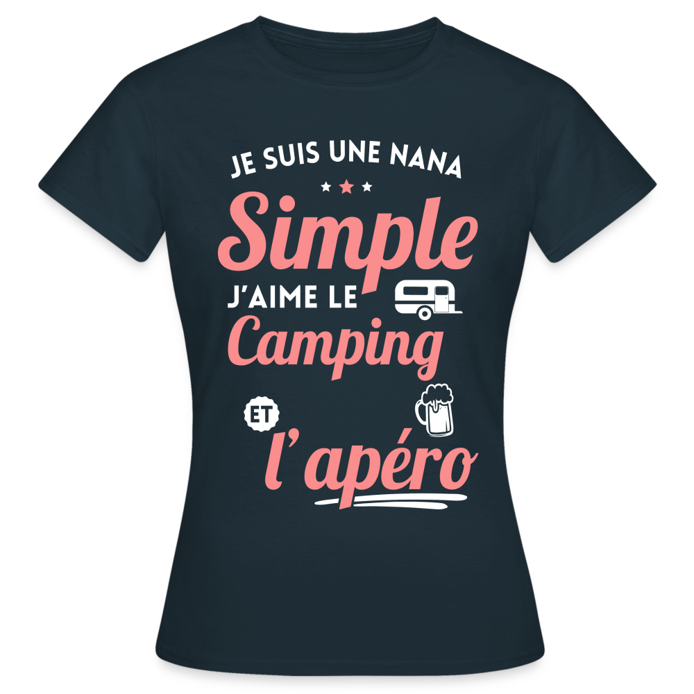 T-shirt Femme - J'aime le camping et l'apéro - marine