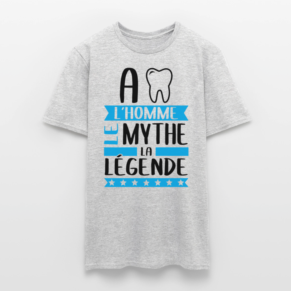 T-shirt homme clair Adam rébus – L’homme, le mythe, la légende - gris chiné
