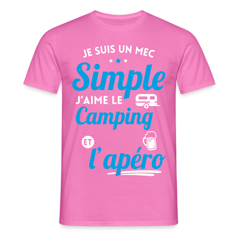 T-shirt Homme - J'aime le camping et l'apéro - rose