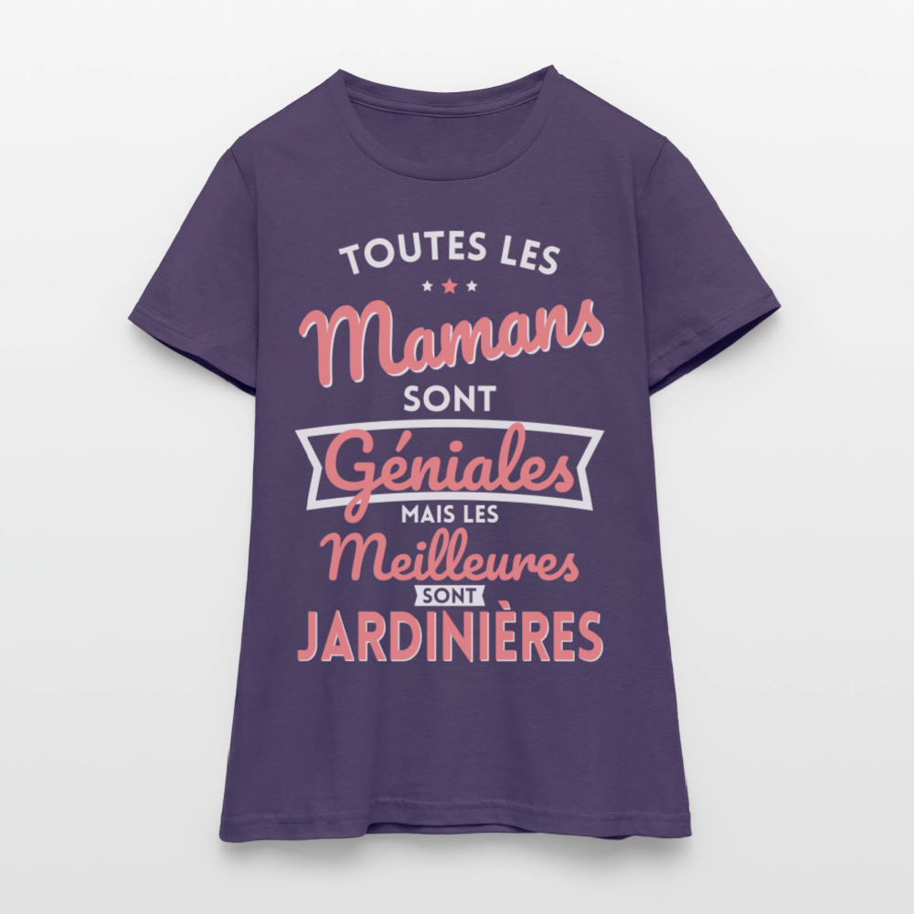 T-shirt Femme - Mamans géniales - Les meilleures sont jardinières - violet foncé
