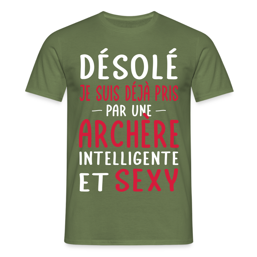 T-shirt Homme - Je suis déjà pris par une archère intelligente et sexy - vert militaire