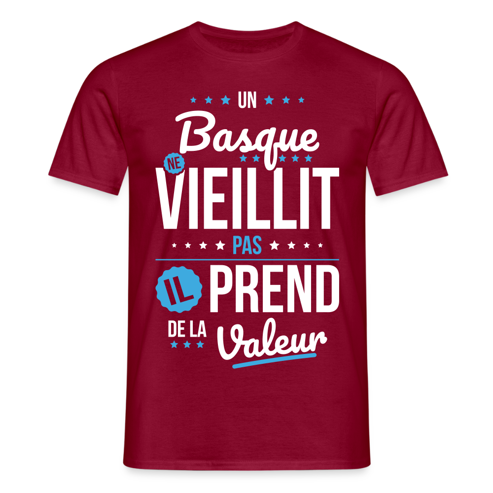 T-shirt Homme - Un Basque ne vieillit pas - rouge brique