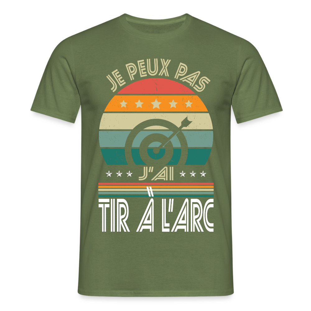 T-shirt Homme - Je peux pas j'ai tir à l'arc - vert militaire
