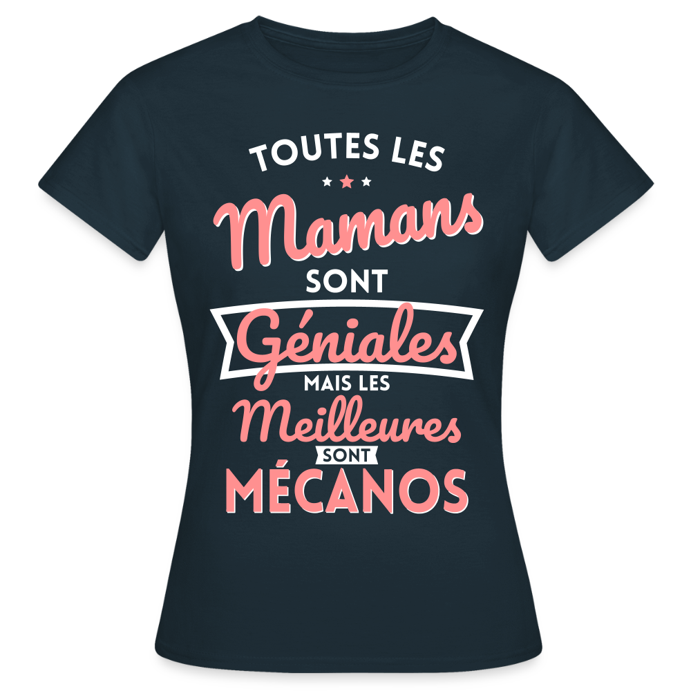 T-shirt Femme - Mamans géniales - Les meilleures sont mécanos - marine