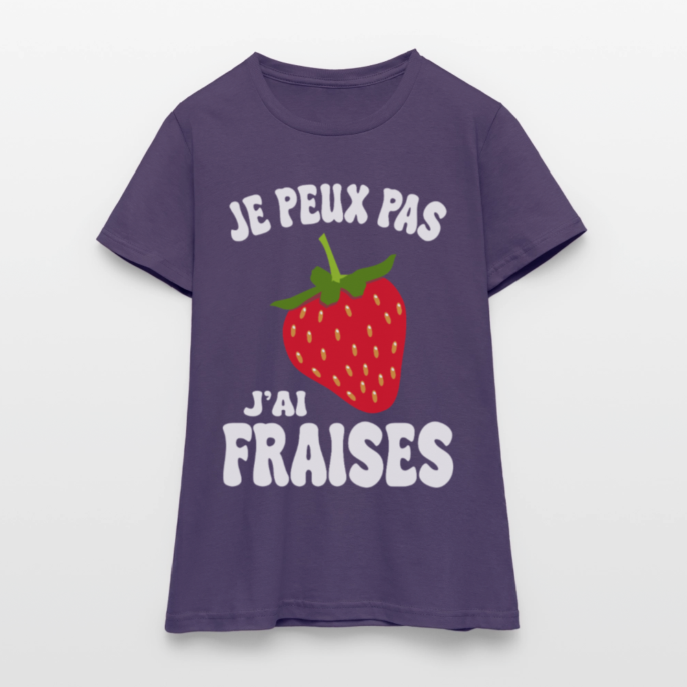T-shirt Femme - Je peux pas j'ai fraises - violet foncé