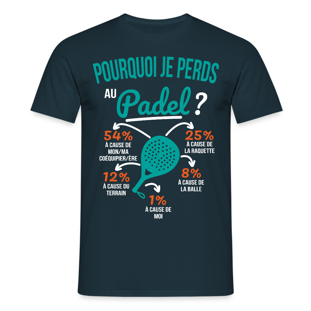 T-shirt Homme - Pourquoi Je Perds Au Padel - marine