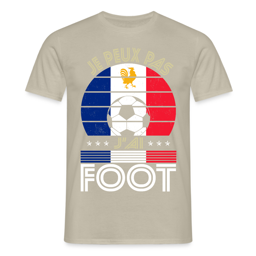 T-shirt Homme - Je peux pas j'ai Foot - France - beige sable