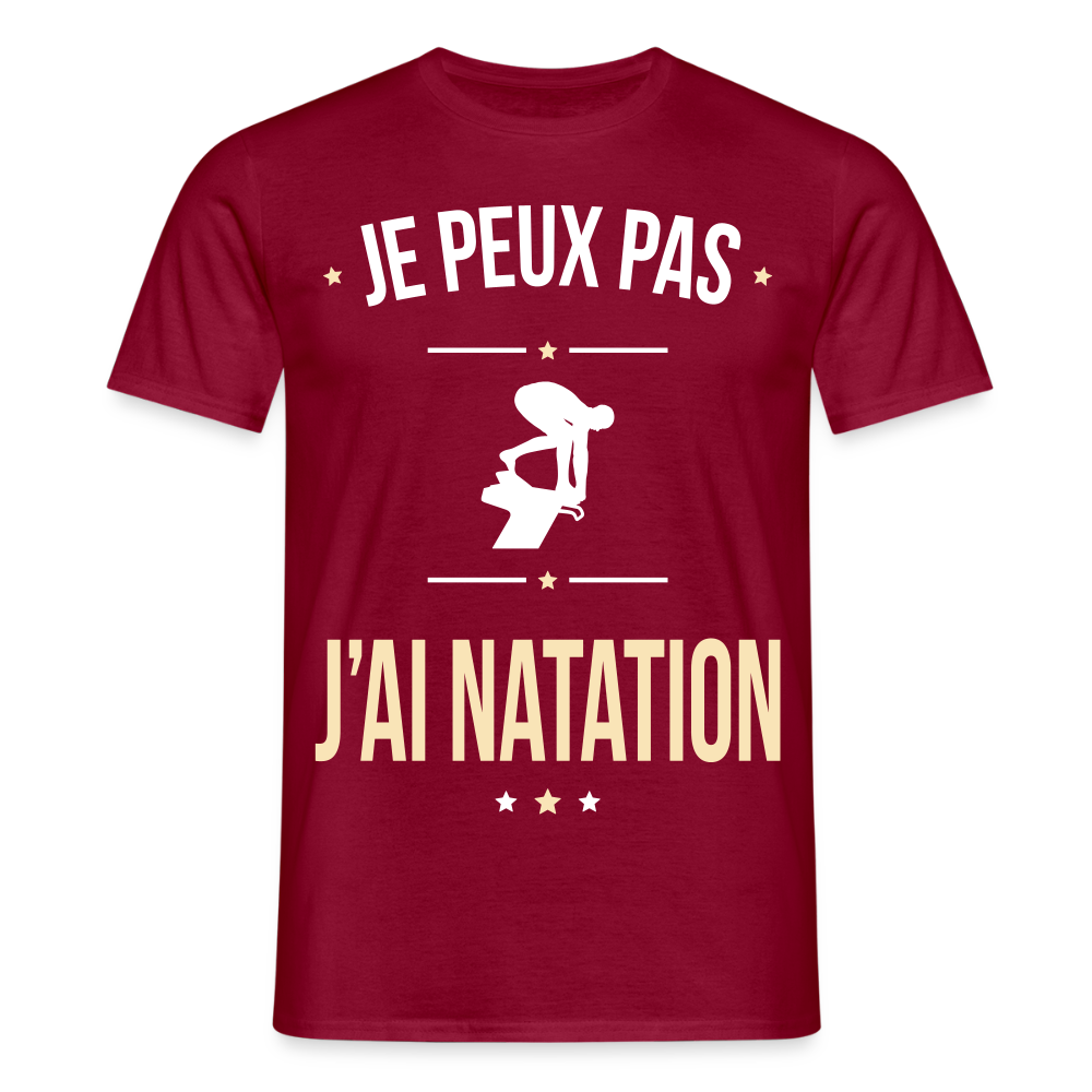 T-shirt Homme - Je peux pas j'ai Natation - rouge brique