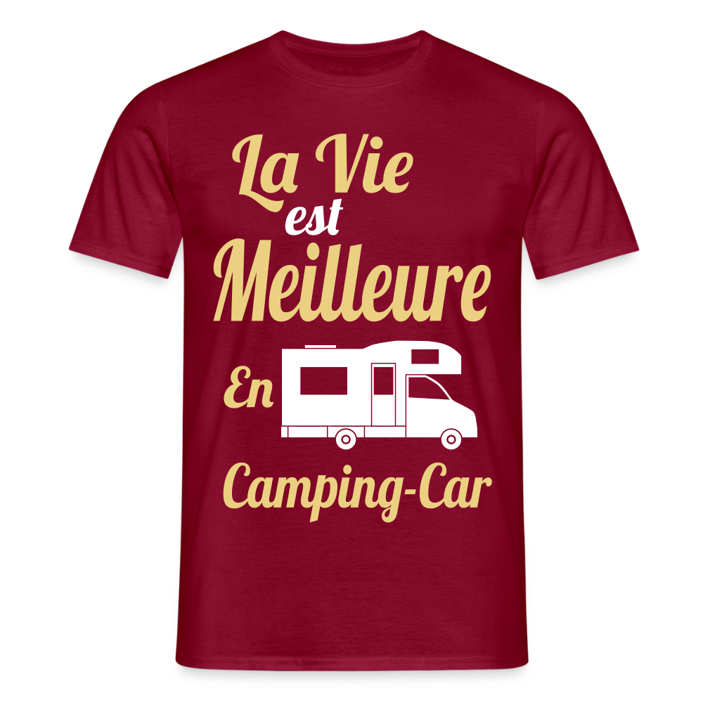 T-shirt Homme - La vie est meilleure avec en Camping-car - rouge brique