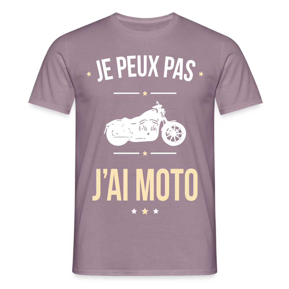 T-shirt Homme - Je peux pas j'ai Moto - mauve gris
