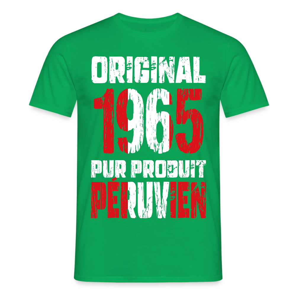 T-shirt Homme - Anniversaire 60 Ans - Original 1965 - Pur produit Péruvien - vert